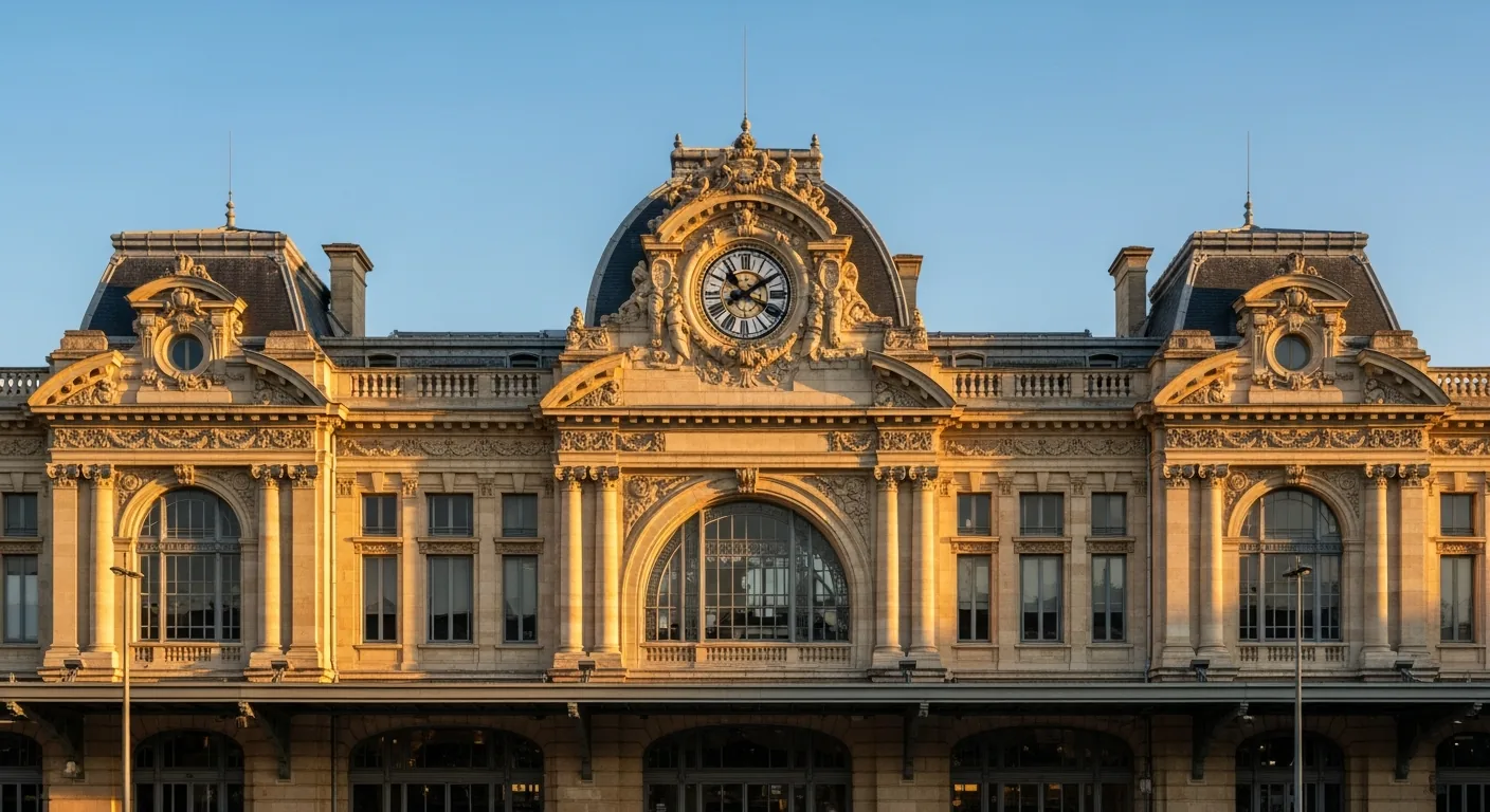Façade Belle Époque de la gare Bordeaux Saint-Jean construite en 1898 par Marius Toudoire classée Monument Historique